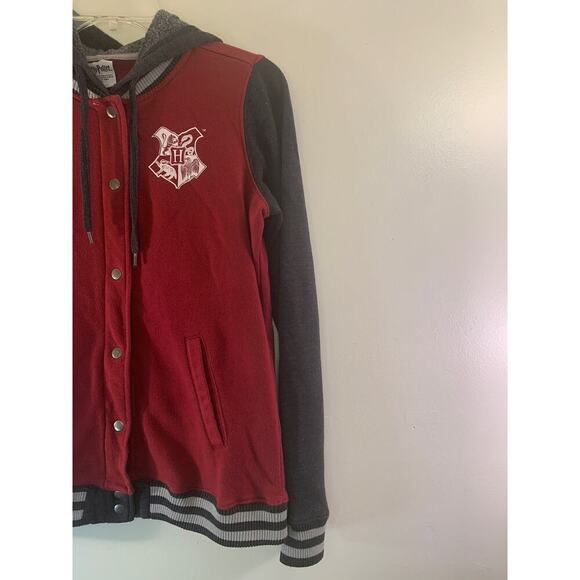 HARRY POTTER Unisex Adult Hogwarts Letterman Snap Hoodie Jacket / Size: Small - Picture 5 of 9